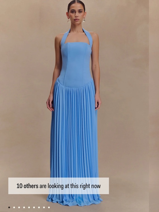 Meshki Dresses & Skirts - Meshki Pleated Halter Maxi Dress - Sky Blue